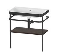 Duravit Happy D.2 Plus c-bonded Set avec console métallique, 775x490mm, sans trou pour robinetterie, HP4737N6969, Couleur: Noyer brossé Placage bois véritable
