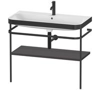 Duravit Happy D.2 Plus c-bonded Set avec console métallique, 975x490m, 1 trou de robinetterie, HP4738O8080, Couleur: Décor graphite super mat