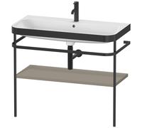 Duravit Happy D.2 Plus c-bonded Set avec console métallique, 975x490m, 1 trou de robinetterie, HP4738O9292, Couleur: Gris pierre Vernis satiné mat Soie