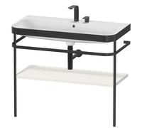 Duravit Happy D.2 Plus c-bonded Set avec console métallique, 975x490mm, 2 trous pour robinets, HP4738E3939, Couleur: Laque mate en soie Nordic White