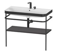 Duravit Lavabo Happy D.2 Plus HP4738E8080 - 97,5x49 cm, 2 trous, graphite super mat, console métal