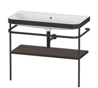 Duravit Happy D.2 Plus c-bonded Set avec console métallique, 975x490mm, sans trou pour robinetterie, HP4738N6969, Couleur: Noyer brossé Placage bois véritable