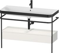 Duravit Happy D.2 Plus c-bonded Set avec console métallique et tiroir, 1175x490mm, 1 trou pour robinetterie, HP4744O39390000, Couleur: Laque mate en soie Nordic White