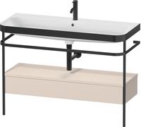 Duravit Happy D.2 Plus c-bonded Set avec console métallique et tiroir, 1175x490mm, 1 trou pour robinetterie, HP4744O83830000, Couleur: Décor taupe super mat