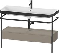 Duravit Happy D.2 Plus combinaison lavabo pour meuble HP4744O92920000 117,5x49cm, avec console en métal, trou pour robinetterie 2000 , finition satinée gris pierre