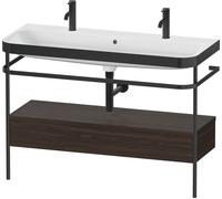 Duravit Happy D.2 Plus c-bonded Set avec console métallique et tiroir, 1175x490mm, 1 trou pour robinetterie, HP4764O69690000, Couleur: Noyer brossé Placage bois véritable