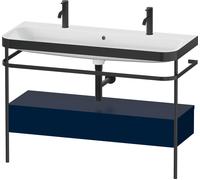 Duravit Happy D.2 Plus c-bonded Set avec console métallique et tiroir, 1175x490mm, 1 trou pour robinetterie, HP4764O98980000, Couleur: Laque mat soyeuse bleu nuit