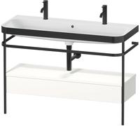 Duravit Happy D.2 Plus c-bonded Set avec console métallique et tiroir, 1175x490mm, 1 trou pour robinetterie, HP4764O84840000, Couleur: Blanc super mat Décor