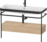 Duravit Happy D.2 Plus c-bonded Set avec console métallique et tiroir, 1175x490mm, 1 trou pour robinetterie, HP4744O71710000, Couleur: Placage chêne méditerranéen en bois véritable