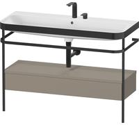Duravit Happy D.2 Plus c-bonded Set avec console métallique et tiroir, 1175x490mm, 2 trous pour robinetterie, HP4744E92920000, Couleur: Gris pierre Vernis satiné mat Soie