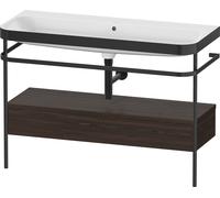 Duravit Happy D.2 Plus c-bonded Set avec console métallique et tiroir, 1175x490mm, sans trou pour robinetterie, HP4744N69690000, Couleur: Noyer brossé Placage bois véritable