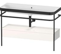 Duravit Happy D.2 Plus c-bonded Set avec console métallique et tiroir, 1175x490mm, sans trou pour robinetterie, HP4744N22220000, Couleur: Décor blanc brillant