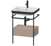 Duravit Happy D.2 Plus c-bonded Set avec console métallique et tiroir, 575x490mm, 1 trou pour robinetterie, HP4740O7575, Couleur: Décor en lin
