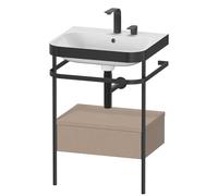 Duravit Happy D.2 Plus c-bonded Set avec console métallique et tiroir, 575x490mm, 2 trous pour robinetterie, HP4740E7575, Couleur: Décor en lin