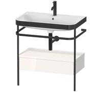 Duravit Happy D.2 Plus c-bonded Set avec console métallique et tiroir, 775x490mm, 1 trou pour robinetterie, HP4742O2222, Couleur: Décor blanc brillant