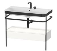Duravit Happy D.2 Plus c-bonded Set avec console métallique et tiroir, 975x490mm, 2 trous pour robinetterie, HP4743E3636, Couleur: Laque mate en soie blanche