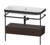 Duravit Happy D.2 Plus c-bonded Set avec console métallique et tiroir, 975x490mm, Sans trou pour robinetterie, HP4743N6969, Couleur: Noyer brossé Placage bois véritable