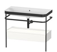 Duravit Happy D.2 Plus c-bonded Set avec console métallique et tiroir, 975x490mm, Sans trou pour robinetterie, HP4743N8484, Couleur: Blanc super mat Décor