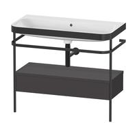 Duravit Happy D.2 Plus c-bonded Set avec console métallique et tiroir, 975x490mm, Sans trou pour robinetterie, HP4743N8080, Couleur: Décor graphite super mat