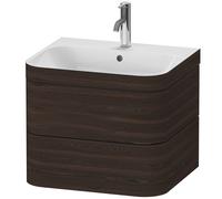 Duravit Happy D.2 Plus c-bonded Set suspendu, 575x490mm, 2 tiroirs, 1 trou de robinetterie, HP4635O6969, Couleur: Noyer brossé Placage bois véritable