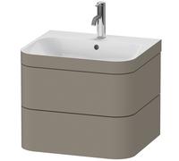 Duravit Happy D.2 Plus c-bonded Set suspendu, 575x490mm, 2 tiroirs, 1 trou de robinetterie, HP4635O9292, Couleur: Gris pierre Vernis satiné mat Soie