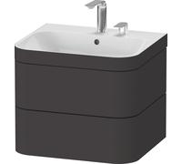 Duravit Happy D.2 Plus meuble sous-lavabo HP4635E8080 57,5 x 49 cm, 2 trous pour robinetterie, graphite super mat, 2 tiroirs