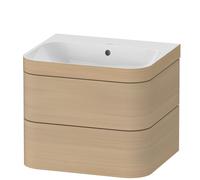 Duravit Happy D.2 Plus c-bonded Set suspendu, 575x490mm, 2 tiroirs, sans trou pour robinetterie, HP4635N7171, Couleur: Placage chêne méditerranéen en bois véritable