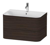 Duravit Happy D.2 Plus c-bonded Set suspendu, 775x490mm, 2 tiroirs, 1 trou de robinetterie, HP4637O6969, Couleur: Noyer brossé Placage bois véritable