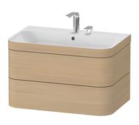 Duravit Happy D.2 Plus c-bonded Set suspendu, 775x490mm, 2 tiroirs, 2 trous pour robinetterie, HP4637E7171, Couleur: Placage chêne méditerranéen en bois véritable