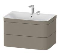 Duravit Happy D.2 Plus c-bonded Set suspendu, 775x490mm, 2 tiroirs, 2 trous pour robinetterie, HP4637E9292, Couleur: Gris pierre Vernis satiné mat Soie