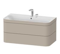 Duravit Happy D.2 Plus c-bonded Set suspendu, 975x490mm, 2 tiroirs, 2 trous pour robinetterie, HP4638E6060, Couleur: Laque mate taupe soie