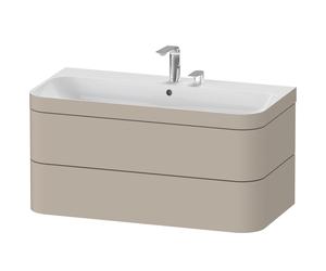 Duravit Happy D.2 Plus c-bonded Set suspendu, 975x490mm, 2 tiroirs, 2 trous pour robinetterie, HP4638E6060, Couleur: Laque mate taupe soie
