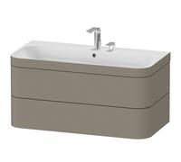 Duravit Happy D.2 Plus c-bonded Set suspendu, 975x490mm, 2 tiroirs, 2 trous pour robinetterie, HP4638E9292, Couleur: Gris pierre Vernis satiné mat Soie