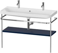 Duravit Happy D.2 Plus c-shaped Set avec console métallique, 1175x490mm, 1 trou pour robinetterie, HP4849O98980000, Couleur: Laque mat soyeuse bleu nuit