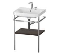Duravit Happy D.2 Plus c-shaped Set avec console métallique, 575x490mm, 2 trous pour robinets, HP4835E6969, Couleur: Noyer brossé Placage bois véritable