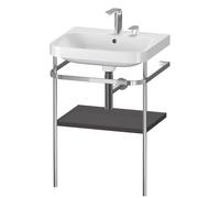 Duravit Happy D.2 Plus c-shaped Set avec console métallique, 575x490mm, 2 trous pour robinets, HP4835E8080, Couleur: Décor graphite super mat