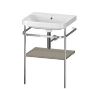 Duravit Happy D.2 Plus combinaison lavabo pour meuble HP4835N9292 57,5 x 49 cm, sans trou pour robinetterie, finition gris pierre satiné, avec console en métal