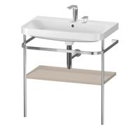 Duravit Happy D.2 Plus c-shaped Set avec console métallique, 775x490mm, 2 trous pour robinets, HP4837E6060, Couleur: Laque mate taupe soie