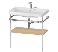 Duravit Happy D.2 Plus c-shaped Set avec console métallique, 775x490mm, 2 trous pour robinets, HP4837E7171, Couleur: Placage chêne méditerranéen en bois véritable