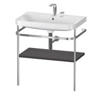 Duravit Happy D.2 Plus c-shaped Set avec console métallique, 775x490mm, 2 trous pour robinets, HP4837E8080, Couleur: Décor graphite super mat