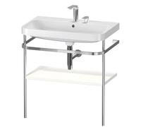 Duravit Happy D.2 Plus c-shaped Set avec console métallique, 775x490mm, 2 trous pour robinets, HP4837E8484, Couleur: Blanc super mat Décor