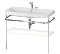 Duravit Happy D.2 Plus c-shaped Set avec console métallique, 975x490mm, 2 trous pour robinets, HP4838E3636, Couleur: Laque mate en soie blanche
