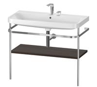 Duravit Happy D.2 Plus c-shaped Set avec console métallique, 975x490mm, 2 trous pour robinets, HP4838E6969, Couleur: Noyer brossé Placage bois véritable