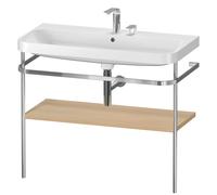 Duravit Happy D.2 Plus c-shaped Set avec console métallique, 975x490mm, 2 trous pour robinets, HP4838E7171, Couleur: Placage chêne méditerranéen en bois véritable