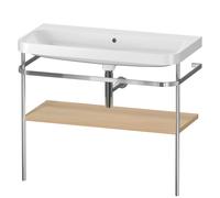 Duravit Happy D.2 Plus c-shaped Set avec console métallique, 975x490mm, sans trou pour robinetterie, HP4838N7171, Couleur: Placage chêne méditerranéen en bois véritable