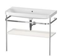 Duravit Happy D.2 Plus c-shaped Set avec console métallique, 975x490mm, sans trou pour robinetterie, HP4838N3939, Couleur: Laque mate en soie Nordic White