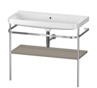 Duravit Happy D.2 Plus c-shaped Set avec console métallique, 975x490mm, sans trou pour robinetterie, HP4838N9292, Couleur: Gris pierre Vernis satiné mat Soie