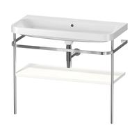 Duravit Happy D.2 Plus c-shaped Set avec console métallique, 975x490mm, sans trou pour robinetterie, HP4838N3636, Couleur: Laque mate en soie blanche