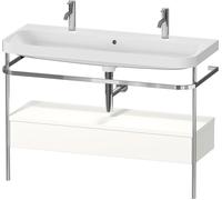 Duravit Happy D.2 Plus c-shaped Set avec console métallique et tiroir, 1175x490mm, 1 trou pour robinetterie, HP4854O84840000, Couleur: Blanc super mat Décor