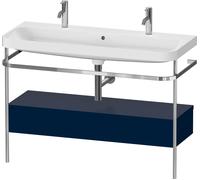 Duravit Happy D.2 Plus c-shaped Set avec console métallique et tiroir, 1175x490mm, 1 trou pour robinetterie, HP4854O98980000, Couleur: Laque mat soyeuse bleu nuit